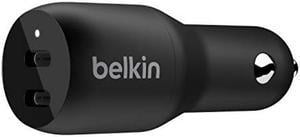 BELKIN CCB002btBK Black BOOST CHARGE Dual USB-C Car Charger 36W