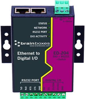 BRAINBOXES ED-204 ETHERNET 4 DIO + RS232 + SWITCH