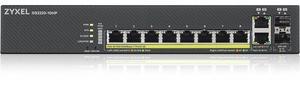 ZyXEL 8-Port Gigabit L2+ Managed and Nebula Pro Cloud Managed Switch, 8 PoE+ Ports at 180W with 2 SFP Uplinks, GS2220-10HP