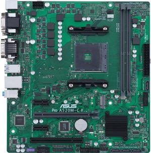 Asus A520M-C II/CSM Desktop Motherboard - AMD Chipset - Socket AM4 - Micro ATX - Ryzen 3, Ryzen 5, Ryzen 7, Ryzen 9, Ryzen 3 PRO, Ryzen 5 Pro, Ryzen 7 PRO, Ryzen 9 PRO Processor Supported DDR4 SDRAM M