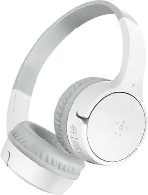 Belkin Wireless On-Ear Headphones for Kids AUD002btWH - Mini-phone (3.5mm) - Wired/Wireless - Bluetooth - 32.8 ft - On-ear - 4 ft Cable - White