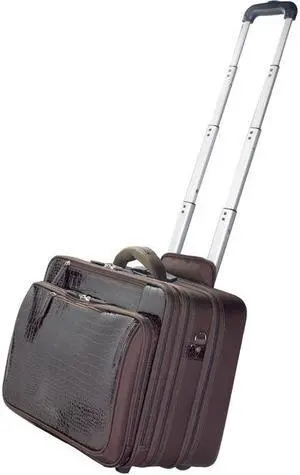 Francine Collection Croco Roller Carrying Case (Roller) for 17.3' Notebook - Brown