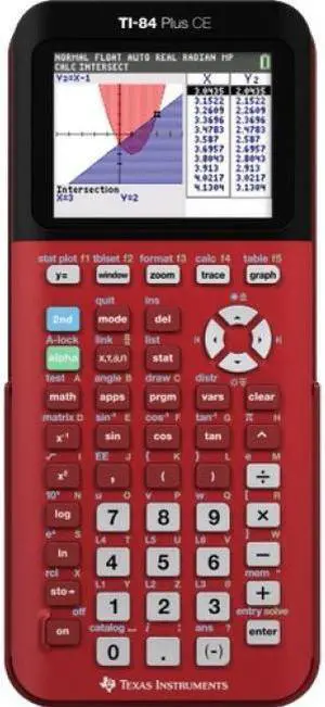 Texas Instruments TI-84 Plus CE Graphing Calculator - 3D Graphing - Clock, Date/Time Display, Impact Resistant Cover, Slide-on Hard Case, Backlit Display, Lightweight, Durable - LCD - Battery Powered
