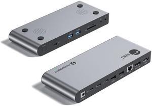 Quad Display Thunderbolt 4 Docking Station & PD - Advanced Quad Display Thunderbolt 4 Docking Station with three Thunderbolt 4 USB-C, one DisplayPort, one HDIM, two USB-A 5G, two USB-A 480Mbps, on