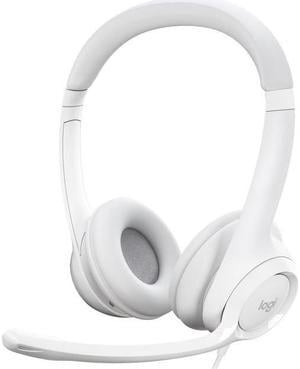 Logitech H390 Wired Headset for PC/Laptop, Stereo Headphones with Noise Cancelling Microphone, USB-A, In-Line Controls, off white