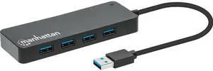 Manhattan 7-Port USB 3.2 Gen 1 Type-A Hub - for Tablet/Notebook/Desktop PC/Keyboard/Mouse/Flash Drive - USB 3.2 (Gen 1) Type A - 7 x USB Ports - 7 x USB Type-A Ports - USB Type-A - Black - Wired - Win