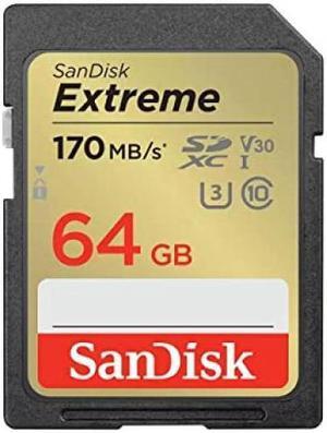 SanDisk Extreme 64 GB Class 10/UHS-I (U3) V30 SDXC - 170 MB/s Read - 80 MB/s Write - SDSDXV2-064G-ANCIN