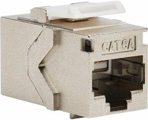 Tripp Lite Cat6a Shielded Snap-In Coupler (RJ45 F/F), TAA - 1 x RJ-45 Keystone Female - 1 x RJ-45 Keystone Female - Nickel Connector - Gold Contact - Silver - TAA Compliant