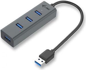 i-tec USB 3.0 Metal 4-Port USB HUB - 4X USB 3.0 Port for Windows MacOS Android ChromeOS, Grey