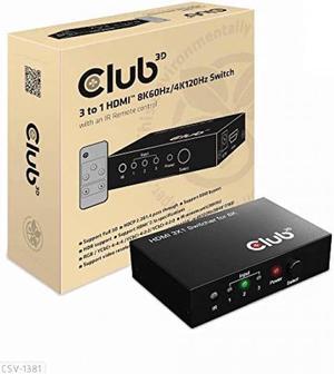Club 3d - CSV-1381-3 to 1 Hdmi 2.1a Spec Switch 3 Input 1 Output at 8k60hz/4k120hz