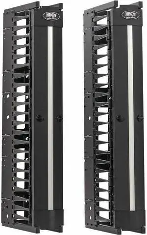 Tripp Lite High-Capacity Vertical Cable Manager - Deep Double Finger Duct with Cover - Single Sided - 6 in. Wide - Black - 7 ft. [2.2 m]