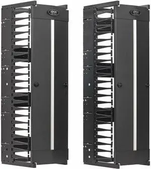 Tripp Lite High-Capacity Vertical Cable Manager - Deep Double Finger Duct with Cover - Single Sided - 12 in. Wide - Black - 7 ft. [2.2 m]