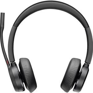 Poly Voyager 4320 USB-A Headset - Siri, Google Assistant - Stereo, Mono - USB Type A, USB Type C - Wireless - Bluetooth - 300 ft - 20 Hz - 20 kHz - On-ear - Binaural - Ear-cup - 4.92 ft Cable - Electr