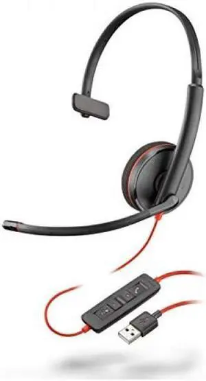 Poly Blackwire 3210 Monaural USB-A Headset (Bulk Qty.50) - Mono - USB Type A - Wired - 32 Ohm - 20 Hz - 20 kHz - On-ear - Monaural - Ear-cup - 5.20 ft Cable - Omni-directional, Noise Cancelling Microp