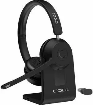 CODi Bluetooth Wireless Dual Ear Stereo Headset w/ ENC Microphone - Stereo - Wireless - Bluetooth - Over-the-head - Binaural - Supra-aural - Noise Cancelling Microphone - Noise Canceling - Black