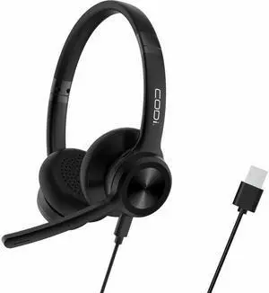 CODi CLARO Wired Stereo Dual Ear Headset w/ AI ENC Microphone - Stereo - USB Type C - Wired - Over-the-head - Binaural - Supra-aural - Noise Cancelling Microphone - Black