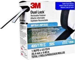 3M™ Dual Lock™ Reclosable Fastener MP3541/MP3542, Black, 1 in x 5 yd, Type 400/170, 5 per case, PN06483