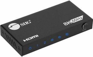 SIIG 1x2 8K60Hz HDMI Splitter with VRR/ALLM 40G EDID management CE-H27N11-S1 Down scaler Brown Box