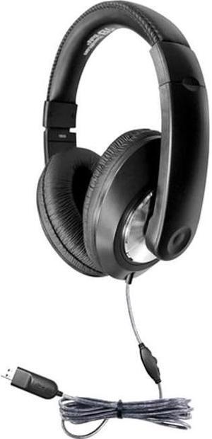 HamiltonBuhl ST1BKU Smart-Trek Deluxe Stereo Headphone with In-Line Volume Control and USB Plug - Black