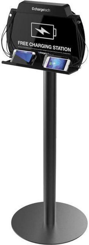 ChargeTech Floor Stand Charging Station - Wired - Smartphone, Tablet PC - Charging Capability - Black