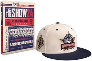 MLB The Show 24 The Negro Leagues Edition for PlayStation  For PlayStation 4 Playstation 5  ESRB Rated E Everyone  Sports Game  Bonus 20K Stubs included  New Era Hat included