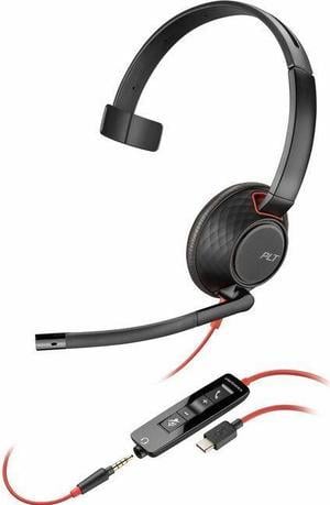 Poly Blackwire 5210 Monaural USB-C Headset + 3.5mm Plug + USB-C/A Adapter - Microsoft Teams Certification - Mono - USB Type C, Mini-phone (3.5mm) - Wired - 32 Ohm - On-ear - Monaural - Ear-cup - 7.10