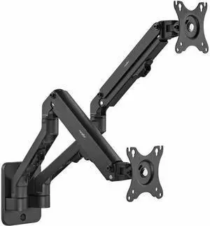Rocstor ErgoReach Mounting Arm for Monitor, Display - Black - Landscape/Portrait - 2 Display(s) Supported - 17" to 27" Screen Support - 15.40 lb Load Capacity - VESA Mount Compatible