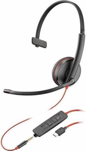 Poly Blackwire 3215 Monaural USB-C Headset + 3.5mm Plug + USB-C/A Adapter - Microsoft Teams Certification - Mono - USB Type C, Mini-phone (3.5mm) - Wired - 32 Ohm - On-ear - Monaural - Ear-cup - 7.40