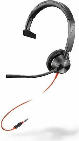 Poly Blackwire 3315 Headset - Mono - Mini-phone (3.5mm) - Wired - 32 Ohm - Over-the-head, On-ear - Monaural - Supra-aural - 3.80 ft Cable - Omni-directional Microphone - Black