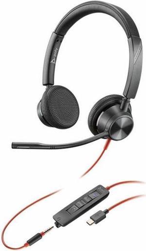Poly Blackwire 3325 Headset - Microsoft Teams Certification - Stereo - USB Type C, Mini-phone (3.5mm) - Wired - 32 Ohm - On-ear - Binaural - Ear-cup - 7 ft Cable - Omni-directional Microphone - Black
