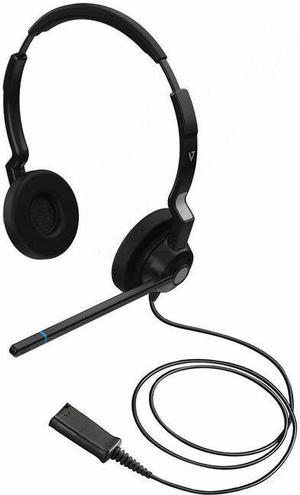 V7 HQ511 QD Call Center Headset - Stereo - Wired - On-ear - Binaural - Poly Compatible Quick Disconnect - Noise Cancelling Microphone - Black - Stereo - Quick Disconnect - Wired - 32 Ohm - 20 Hz - 20