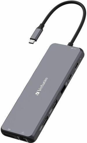 Verbatim USB-C Pro Multiport Hub CMH 13 - 13 Ports - for Monitor/Headphone/Speaker - Charging Capability - Memory Card Reader - SD, microSD - USB Type C - 3 Displays Supported - 4K, 8K - 38