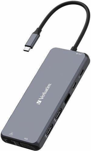 Verbatim USB-C Pro Multiport Hub CMH 14 - 14 Ports - for Monitor - Charging Capability - Memory Card Reader - SD, microSD - USB Type C - 3 Displays Supported - Full HD, 4K - 1920 x 1080, 38