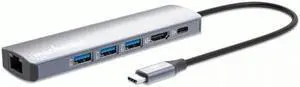 Manhattan 6 in 1 USB C Docking Station Hub ?with 100W Power Delivery, 4k HDMI, 3 USB-A 3.0, 1 Gigabit RJ45 Port - Multiport Adapter for MacBook Air/Pro & Other Type C Devices?3 Yr Mfg Warranty-153
