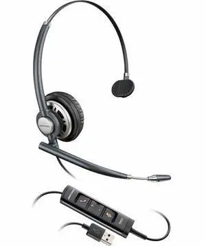 Poly EncorePro 715 USB-A Monoaural Headset TAA - Mono - USB Type A - Wired - 150 Hz to 6.80 kHz - On-ear, Over-the-head - Monaural - Supra-aural - 7.15 ft Cable - Noise Canceling - Black -   783N5AA