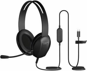 Cyber Acoustics AC-4014 Headset - Stereo - USB Type C - Wired - 32 Ohm - 20 Hz - 20 kHz - Over-the-head, On-ear - Binaural - Supra-aural - 6 ft Cable - Uni-directional Microphone