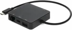 AddOn 8in USB-C Male to USB 3.1 (C), HDMI 4K, USB 3.1 Gen 2 (A), and RJ-45 Female Black Hub - This is a 8in USB-C Male to USB 3.1 (C), HDMI 4K, USB 3.1 Gen 2 (A), and RJ-45 female black hub. It allows