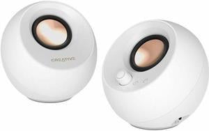 Creative Pebble Pro 2.0 Portable Bluetooth Speaker System - 10 W RMS - White - Desktop - 80 Hz to 20 kHz