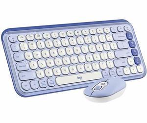 Logitech POP ICON Bluetooth Keyboard/Mouse Combo, Lilac & Off-White 920-013043