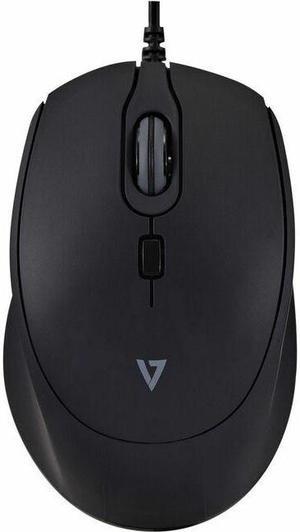 V7 MU350 USB Wired Professional Silent Mouse - Optical - 1.6m Cable - Black - USB - 2500 dpi - Scroll Wheel - 4 Button(s) - Soft Touch - Quiet Clicks - Plug and Play - V7 MU350 USB Wired Professional