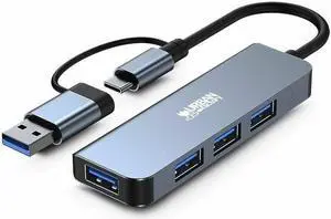 Urban Factory USB-A/C Hub 4 Ports USB 3.0 - USB 3.2 Gen 1 (3.1 Gen 1) Type-C - 640 MB/s - Notebook, Tablet - 4 USB Port(s)