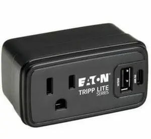 Eaton Tripp Lite Series Power It! 1-Outlet Universal Travel Charger and Power Strip - 5-15R Outlet, USB-C and USB-A Ports, 32W PD Charging, 5-15P Direct Plug-In, Black - 1 x NEMA 5-15P Plug - 1 x USB
