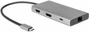 Rocstor Premium USB-C Dual Display Portable Dock Multiport Adapter - for Notebook/Desktop PC/Tablet/Monitor - Charging Capability - USB Type C - 2 Displays Supported - 8K @ 30Hz, 4K @ 60Hz, 4K @30Hz -