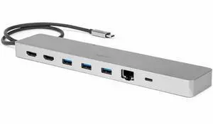 Rocstor Premium USB-C 11-in-1 Dual Display Portable Dock - for Notebook/Desktop PC/Tablet/Monitor - Charging Capability - Memory Card Reader - SD, TransFlash - USB Type C - 2 Displays Supported - 8K @