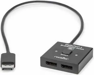 Rocstor Premium DisplayPort1.4 Bi-directional Switcher for 8K - 4K, 8K - 7680 x 4320 - 3 x DisplayPort