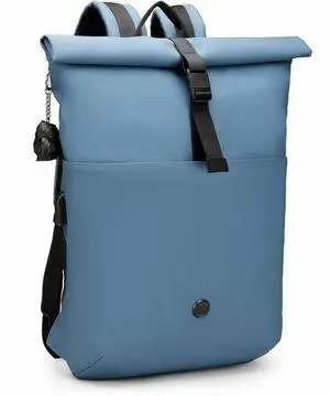 Swissdigital LAMONE Dark Blue Rolltop Backpack - USB Charging Port - RFID Protection Pocket - Eco-Friendly & Water Resistant Fabric - Fits 16" Laptop  SD1681-16
