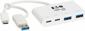 Eaton Tripp Lite Series 4-Port USB-C Hub - USB 3.2 Gen 2 (10 Gbps), 2 USB-A & 2 USB-C Ports, Thunderbolt 3, White - USB Type C, USB Type A - 1.25 GB/s - Notebook, Tablet, Desktop, Smartphone, Hard