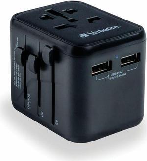 Verbatim UTA-01 Universal Travel Adapter 12W - USB-A - 12 W - 120 V AC, 230 V AC Input - 1