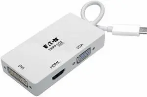 Eaton Tripp Lite Series USB-C Multiport Adapter (M/3xF) - 4K 60 Hz HDMI, 1080p VGA + DVI Ports, White - 1 x USB 3.2 (Gen 1) Type C - Male - 1 x DVI-D (Dual-Link) Digital Video - Female, 1 x 15-Pin HD-