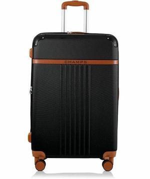 CHAMPS Vintage Collection - Hardside Carry-on - Black - Durable Expandable Hardside 20in. Carry-on - Lightweight Polycarbonate with TSA Lock - 360-Degree Wheels and USB-Charging port for Charging on-t